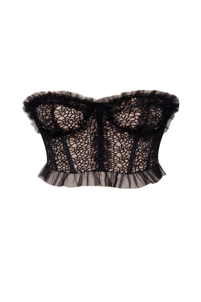 Orah Black Mesh and Lace Corset Top