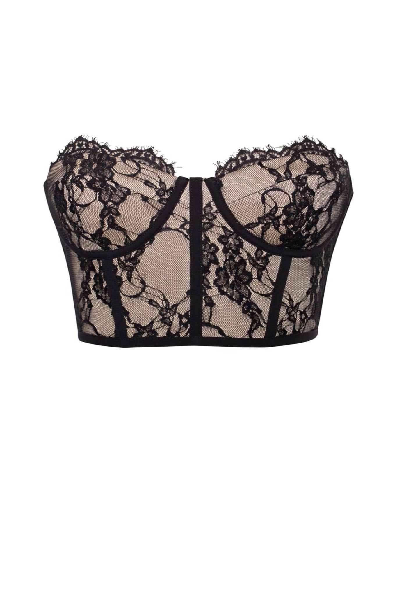Gia Black Lace Corset Cropped Top