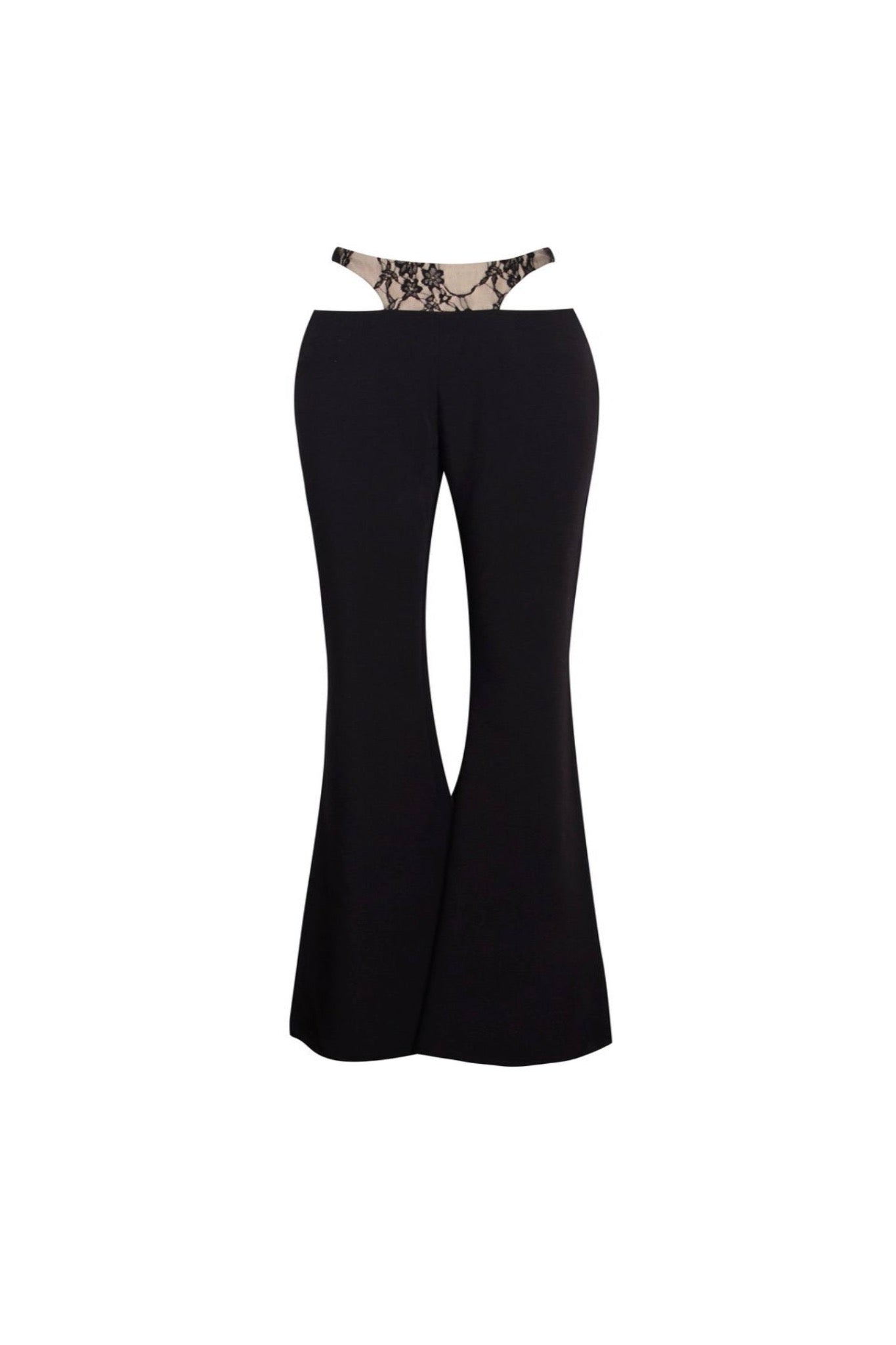 Gabrielle Black Lace Cutout Flare Pants